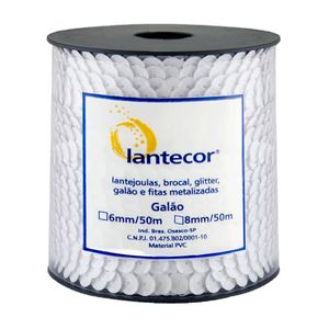 Lantejoula Metalizado 8mm Lantecor Rolo com 50 Metros