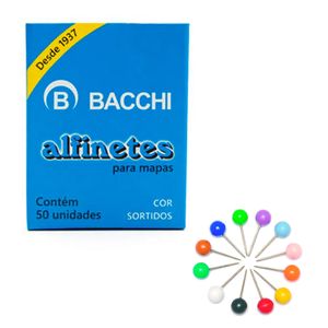 Alfinete para Mapa Bacchi Sortido 1,7cm 50un