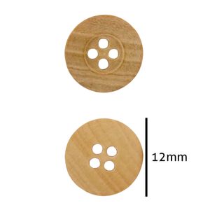 Botao de Madeira 4 Furos 4002/18 12mm Corozita Cartela com 72UN