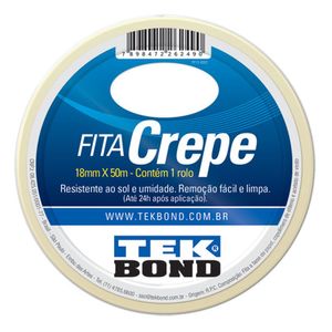 Fita Crepe Tek Bond 18mm Rolo com 50 Metros