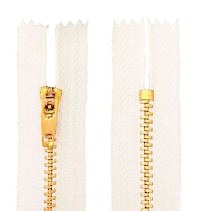 Ziper Fixo com Metal Dourado n°4 Luli com 4cm Pacote com 10un