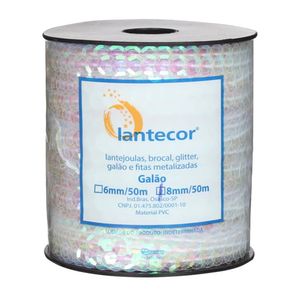 Lantejoula Irisada Lantecor 8mm Rolo com 50 Metros