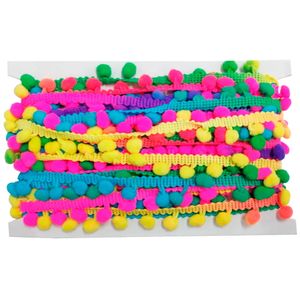 Fita Grelot Pompom Multicor 16mm Luli Rolo com 10 Metros
