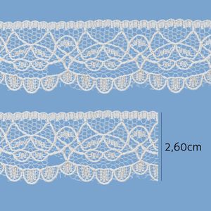 Renda de Nylon Rigida 2,60cm 2643 Aquarela Rolo com 100 Metros