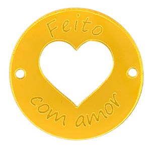 Etiqueta Acrilica Espelhada Feito com Amor 3cm Pacote com 10un