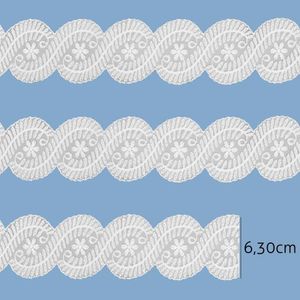 Bordado com Tule Lulitex 6,30cm RGPEK80416 Peca com 14,6 Metros