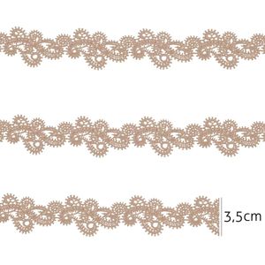 Renda Guipir Lulitex 3,5cm RGPE1835 Khaki Peca com 13,70 Metros