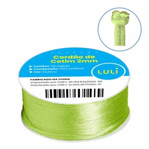 Cordao de Cetim Rabo de Rato Luli 2mm Rolo com 50 Metros