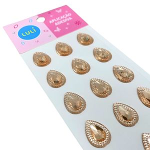 Cartela de Chaton de Gota Adesiva Luli 13x18mm com 33un