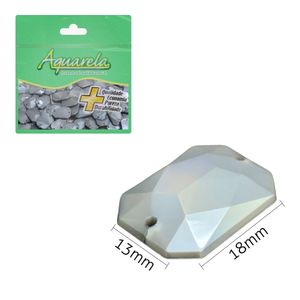Chaton para Costura Retangular 2O Glossy 13x18mm Aquarela pacote com 100un