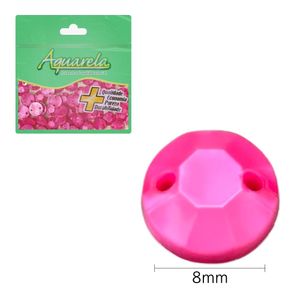 Chaton para Costura Redondo 2RS Glossy 8mm Aquarela pacote com 100un